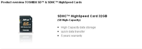 Toshiba 32GB SDHC Memory Card â€“ Black