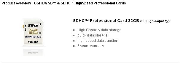 Toshiba 32GB SDHC Memory Card â€“ White